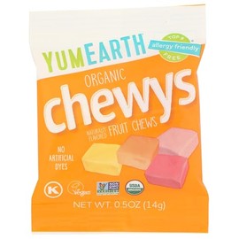 YumEarth Organic Chewys, Fruit Chews, Vegan Friendly, Kosher, USDA Certified Organic, Non-GMO, 15 Count, 7.5 Ounce (Pack of 6)