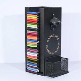 LEIRUOTM 3-in-1 Can and Bottle Cooler Holder with Opener - Wooden Beer Sleeves Organizer & Dispenser - Wall Mounted Storage - Ideal for Home Bars and Parties(Black)