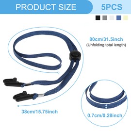 5Pcs Adjustable Hat Strap Clips, Windproof Removable Chin Strap Strap for Hat with Retainer Clip & Cord Lock, Anti-Lost Sun Hat Cap Clips Chin Cord Straps for Golfing Travel Boating Fishing, Black,