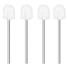 Toilet Brush, 4PCS Toilet Brushes with Stainless Steel Handle, Standing Stainless Steel Toilet Brushes for Bathroom Toilet-Ergonomic, Elegant,Durable (White)
