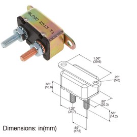 GLOSO Stud Type Circuit Breakers Auto Reset for Car Truck RV Automotive Marine Boat Trolling Motor & Custom Wiring Audio Battery Protection Lengthwise Bracket, (T1) - 1 Pack (15A) E513