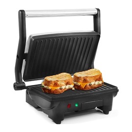 Elite Gourmet EPN-2976# 2-in-1 Nonstick Panini Press & Indoor Grill, Opens 180-Degree Gourmet Sandwich Maker, Floating Hinge Fits All Foods, Contact Grill with Removable Grease Tray