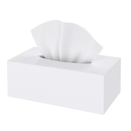 SILUT Tissue Box Cover Rectangle, Tissue Box Holder Decorative, Acrylic Tissue Box Cover, Tissue Holder for Bathroom, Home, Restaurant, Kitchen - Matte White