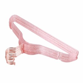 Tomotato Pack of 10 Clothes Hangers, 40 cm, Plastic, Glittering, Transparent, Non-Slip for the Wardrobe of Adults (Pink)