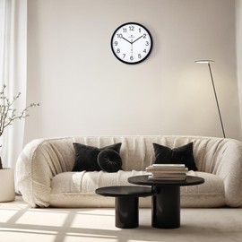 Lafocuse Wireless Wall Clock Silent 30 cm Modern Radio-Controlled Clock High Accuracy Black Easy to Read Wall Clock Without Ticking Noises Analogue Decoration for Living Room Bedroom Office Kitchen