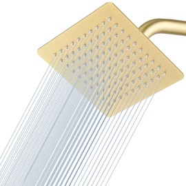 Cabezal de ducha de lluvia de 8 pulgadas, oro cepillado, acero inoxidable 304, diseño ultrafino, cabezal de ducha cuadrado de lluvia moderno, baño completo, cobertura de cuerpo completo