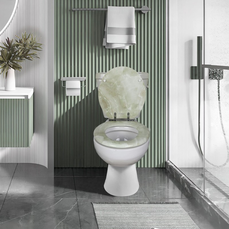 Angel Shield Marble Toilet Seat Durable Molded Wood with Quiet