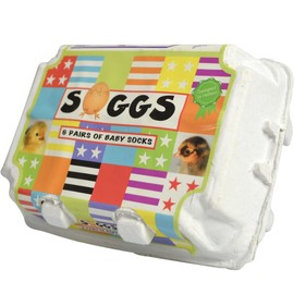 6 Pairs Baby Socks 0 to 12 Months Cotton with Egg Box in Various Designs and Colours - 30 g, Multicoloured, multicoloured