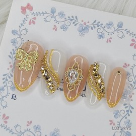 Dual Gold Edge Handmade Nail Tips - Almond S / 듀얼 골드엣지 수제네일팁 - 아몬드S