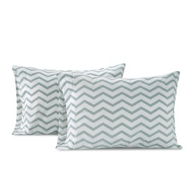 Lane Linen 100% Organic Cotton Pillow Cases Standard Size Set of 2 (20"x26") - Cotton Pillowcases Standard Size - Ultra Soft Pillow Cases Set of 2 - Standard Pillow Case Pack of 2 - Chevron Cool Blue