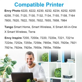 64XL Ink Cartridge Combo Pack Black/Tri-Color for HP Ink 64 Works for Envy Photo 7855 7858 7155 6255 6200 7100 7800 for Tango Series for Envy Inspire 7900e 7955e 7255e 7950e Printer