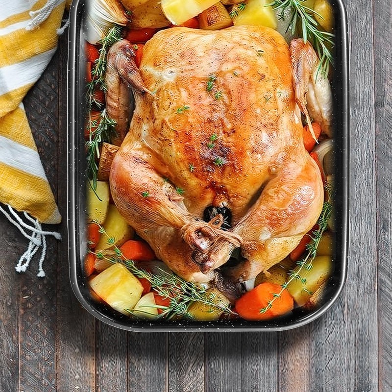 Roasting Pan with Rack, 16 x 11 Inch Rectangular Roasting