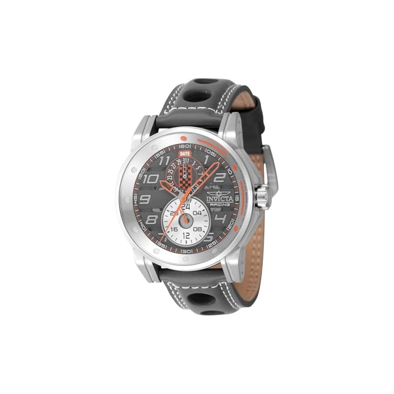 Invicta Racing Men 46.00mm Stainless Steel Orange + Steel Silver+Orange+Grey+Gunmetal