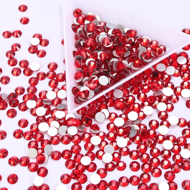 GAVIYE 1440Pcs Siam Crystal Rhinestones,Glass Flatback Rhinestones Gemstones for Nail