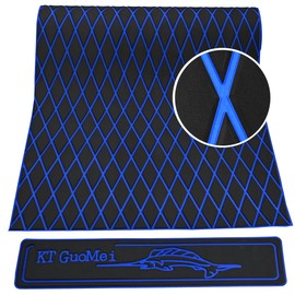 KT GuoMei 94.5"× 37.8" EVA Foam Boat Decking Sheet Faux Teak Decking Self-Adhesive Marine Yacht RV Swimming Pool Boat Flooring Motorboat Non-Skid (Dark Gray and Blue Stripes)