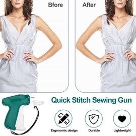Mini Stitch Gun for Clothes, Quick Stitch Sewing Gun Quick Clothing Fixer Gun Fine Stitch Tag Gun for Clothing Quilting Hemming Stitchy Tagging Gun Kit with 6 Needle, 2500 White & 2500 Black Fasteners