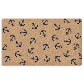 Mingnei Nautical Anchor Coco Coir Doormat Door Mat for Home House Entrance, Navy Blue Boat Anchor Nautical Lake Floor Mats for Outdoor Outside Entryway 30x17 Welcome Mat