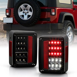 ACANII - Black Full LED Tail Lights Brake Lamps Pair Driver & Passenger Side Replacement For 2007-2017 Jeep Wrangler