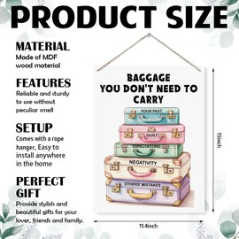 Therapy Mental Health Decor, Anxiety Relief Sign, Counselor Office Decor, Psychologist Art, CBT DBT Sign, Baggage You Don't Need to Carry, Rustic Hanging Printed Wood Signs, 7.8 * 10.2 Inch