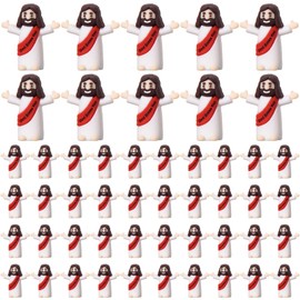 ARCHCRTC 50 Pcs Mini God Bless You Jesus Figures Tiny Jesus Figurine Little Religious Christ Savior Doll to Hide and Seek for Sunday Easter Egg Stuffers Gift (50, Red)