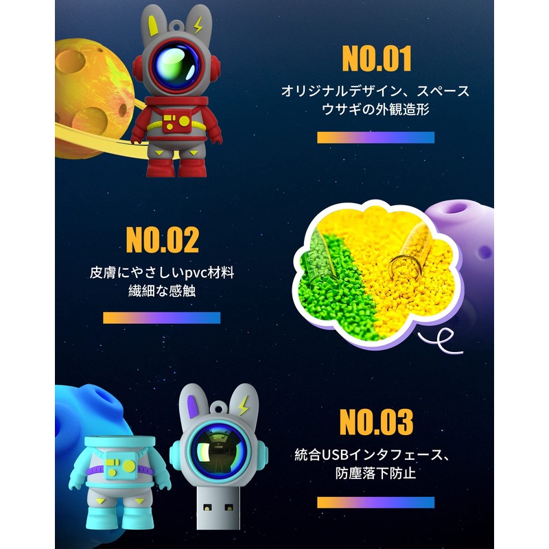 [Reiwa New Model] Cute Space Rabbit Shaped USB Memory Flash