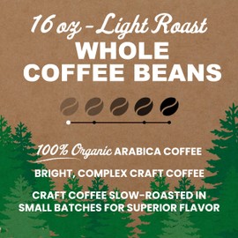 Vermont Coffee Company, Organic Light Roast Whole Bean Coffee, 16oz., Made in the USA