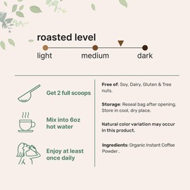 Organic Instant Coffee, 1lb Powder | Premium Arabica Coffee Beans Source | Medium to Dark Roast | Natural Fresh Flavor | Smooth & Rich | Non-GMO, Gluten Free