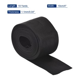 Boxonly 10cm Lightweight Polypropylene Webbing Strap 4" 10 Yard Backpack Strapping Band Black for Outdoor Luggage Cargo Straps