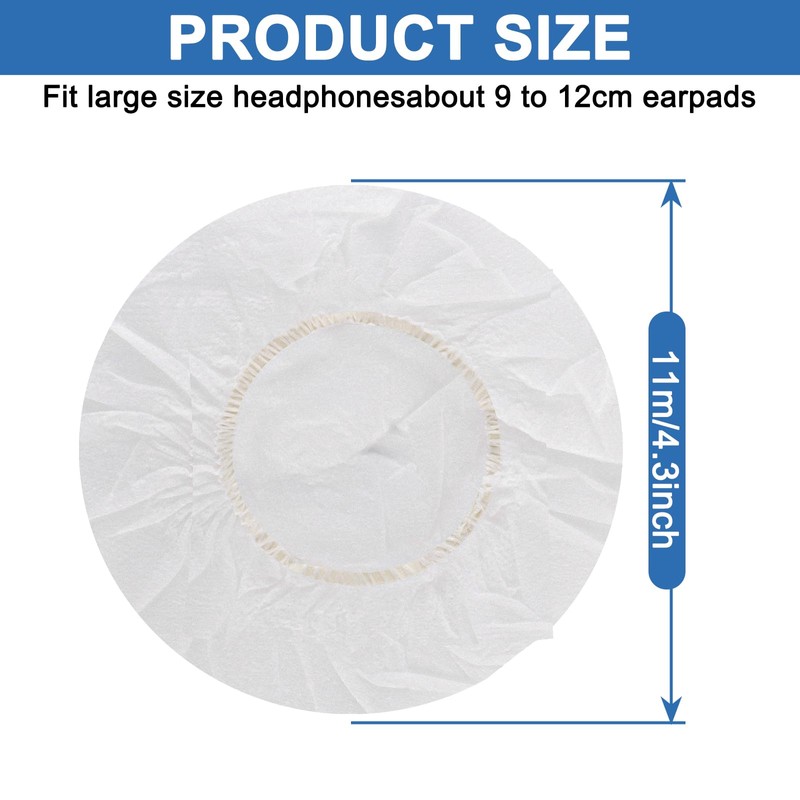 Tvoip 100Pcs White Non-Woven Sanitary Headphone Ear Cover, Disposable Super
