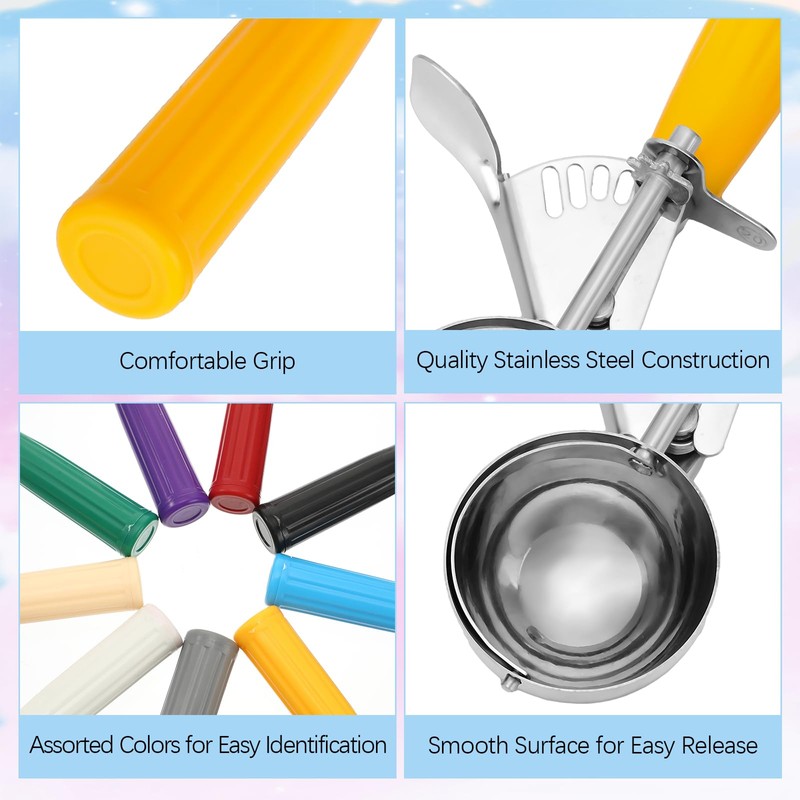 Hsei 9 Pcs Ice Cream Scoops Stainless Steel Cookie Portion