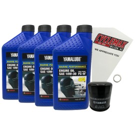 Cyclemax F75-F115 Yamalube 10W30 Marine Oil Change Kit compatible with 2016-2024 Yamaha F75 Outboard Engine