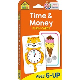 School Zone - Time & Money Flash Cards - Ages 6 and Up, 1st Grade, 2nd Grade, Telling Time, Reading Clocks, Counting Coins, Coin Value, Coin Combinations, and More