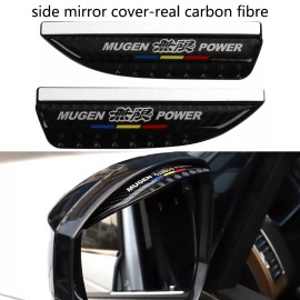 2pc MUGEN Carbon Fiber Rear View Side Mirror Visor Shade Rain Shield Water Guard
