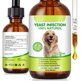 Yeast Infection Treatment for Dogs - Dietary Supplement with Herbal Blend to Soothe Itching & Promote Skin Health - Bacon Flavor Liquid Supplement for All Breeds, 2 fl oz