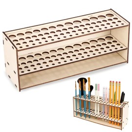 XZSKD Paint Brush Holder, 67 Hole Citadel Paint Rack, Wooden Warhammer Paint Holder, Universal Art Brush Organizer