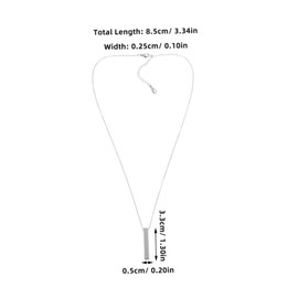 COHEALI Stainless Steel Necklace for Couples Metal Bar Pendant Necklace Zircon Trendy Jewelry for Women Men