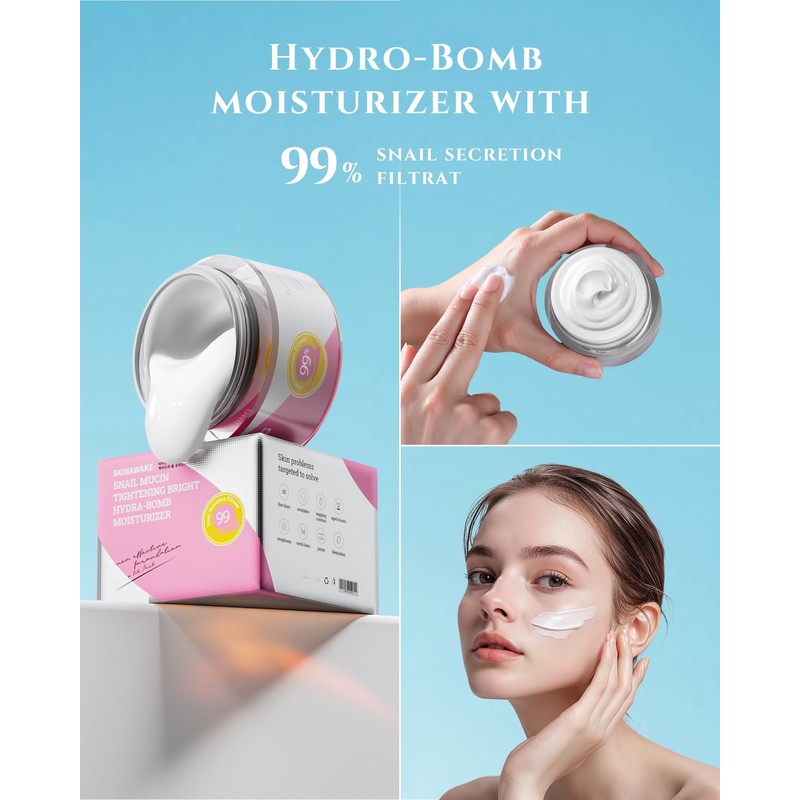 Naculor Snail Mucin 99% Face Moisturizer, Instant Hydro-Bomb Moisturizer,