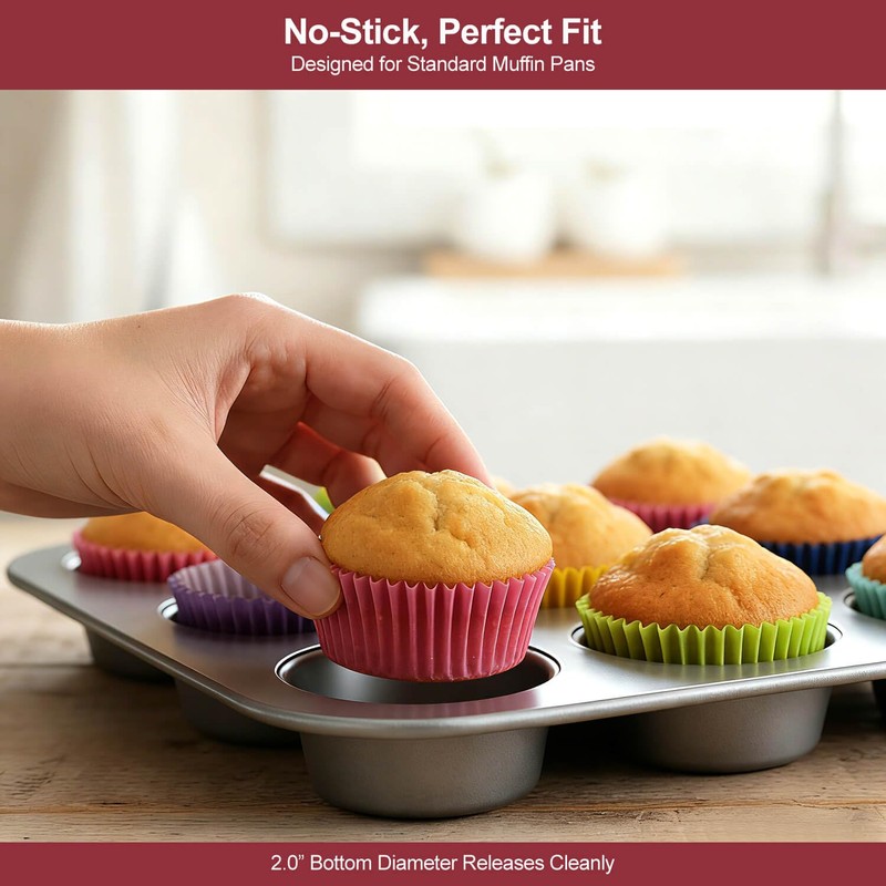 Eoonfirst Bright Rainbow Standard Cupcake Liners No Smell, Food Grade