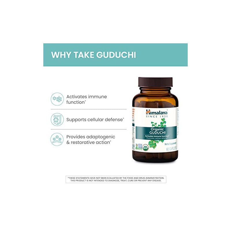 Himalaya Organic Guduchi 60 Caplets for Immune & Sinus Support