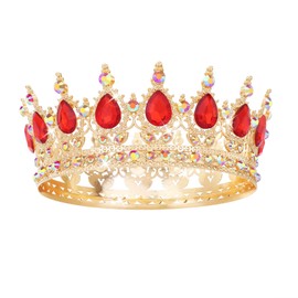 Feltent Red Crown for Women Crystal Tiara and Queen Crown for Girl Wedding Headband for Bride Hair Accessories for Costume Birthday Party Cake Decoration Prom