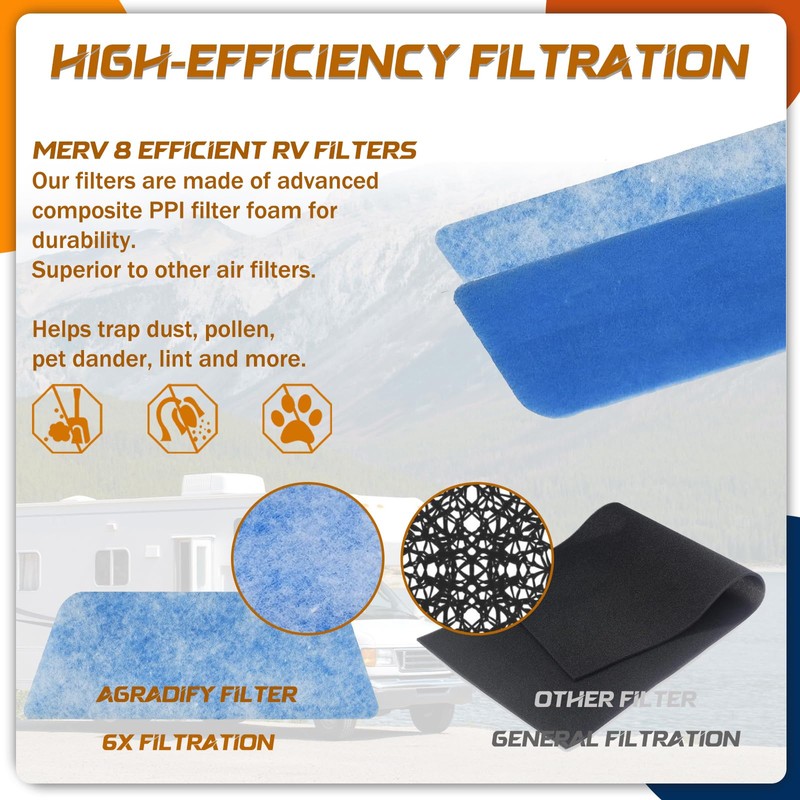 AGradify 6 Pack RV Air Filter 6" X 16.5" RV