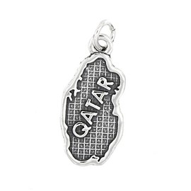 LGU Sterling Silver Oxidized Textured Country Map of Qatar Charm