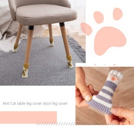 SING F LTD 24Pcs Furniture Leg Covers Set Cute Cat Paws Design High Elastic Non-Slip Floor Protectors Pads Reduce Noise for Desk Table Feet
