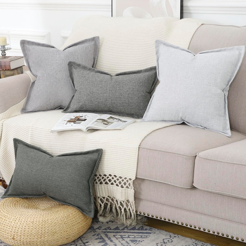 Madizz Set of 2 Linen Cushion Covers with Broad Edge