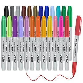 Vitoler 24 Pack Colored Permanent Markers ,Fine Point Marker Pens Set ,Assorted Colors ,for Marking Coloring Doodling Writing Journaling