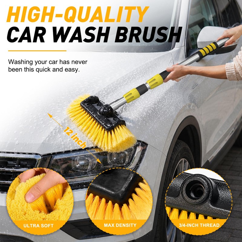 12FT Car Wash Brush with Long Handle, 12-Inch Soft Bristle