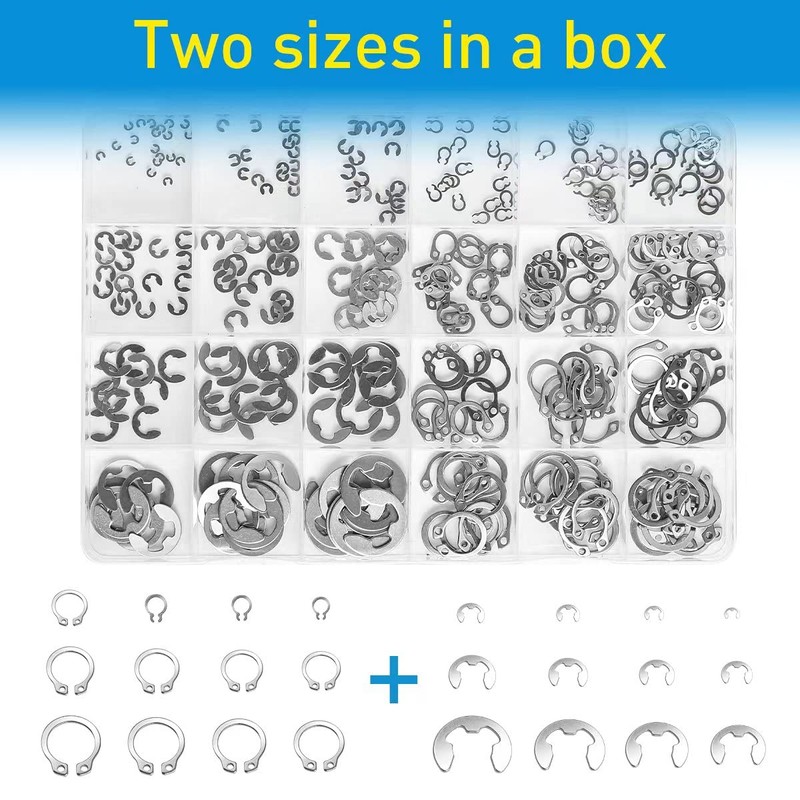 Mariyandh 528Pcs E-Clips Circlip Retaining Rings Assortment Set(1.2mm-10mm) and C-Clips
