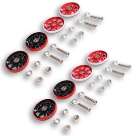 UME-STAR Mini 4WD Aluminum Roller, Mini 4WD Roller, Bearing, 0.7 inches (19 mm), Lightweight Parts, Set of 8 (Red)