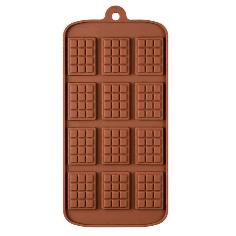 2 Pack 12-Cavity Silicone Mini Rectangle Thin Waffle Chocolate DIY