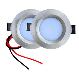 MoKongFu 2-Pack Chrome Finish DC 12V 3W LED Cabinet Light for 55mm 2.20'' Hole Slim Undercabinet Downlight Ceiling Showcase Display Lighting Lamp (Warm White 3000K)